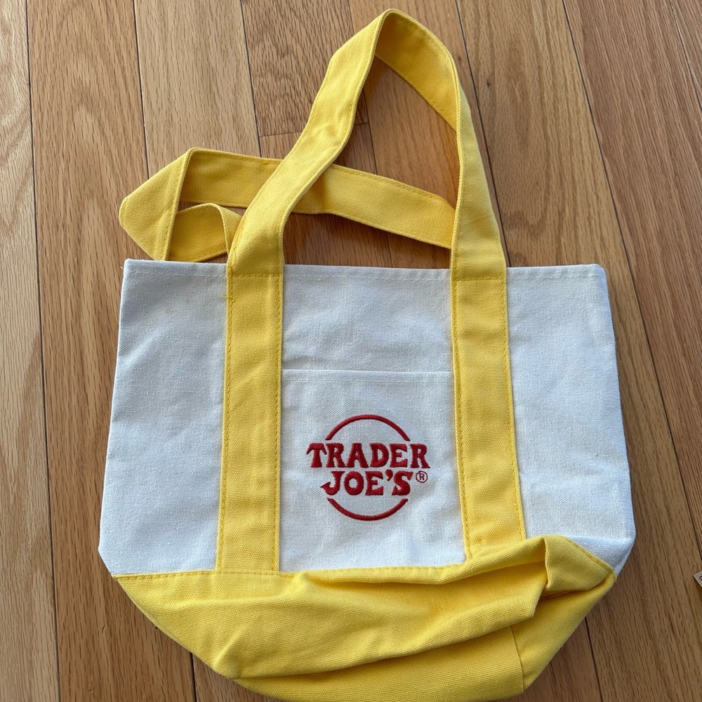 Nwot trader joes yellow mini canvas tote
